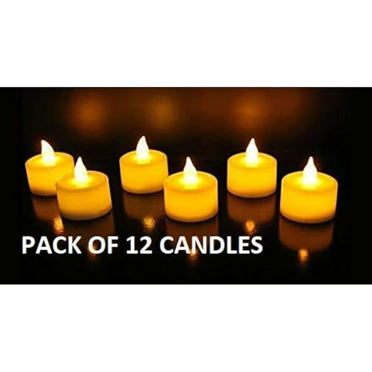 12 Pcs LED Tea Light Candles | Flameless, Smokeless Diyas | Decorative Acrylic Candles for Diwali Decoration Setup for Home, Home Decor, Dhnateras, Deepawali, Festival Gifting
