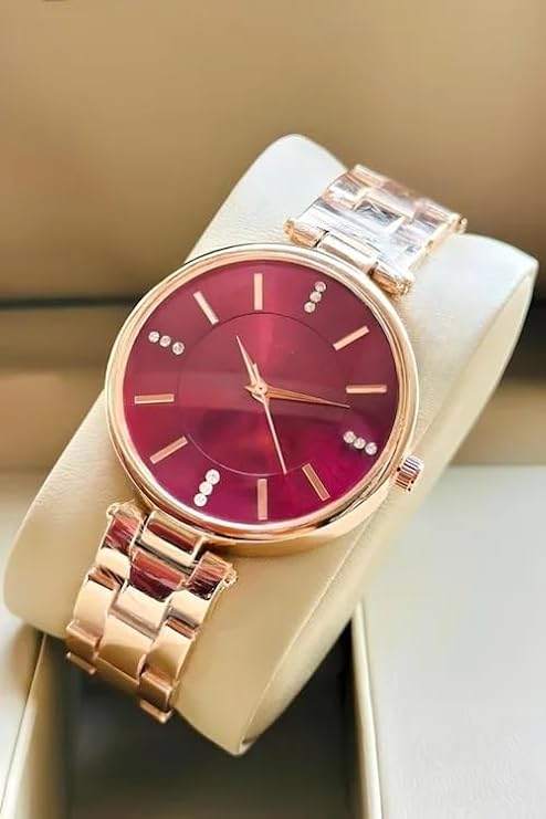 Rose Gold Luxury Women's Analog Watch Diamond Studs Stainless Steel Bracelet Waterproof Quartz Analog Watch for Women