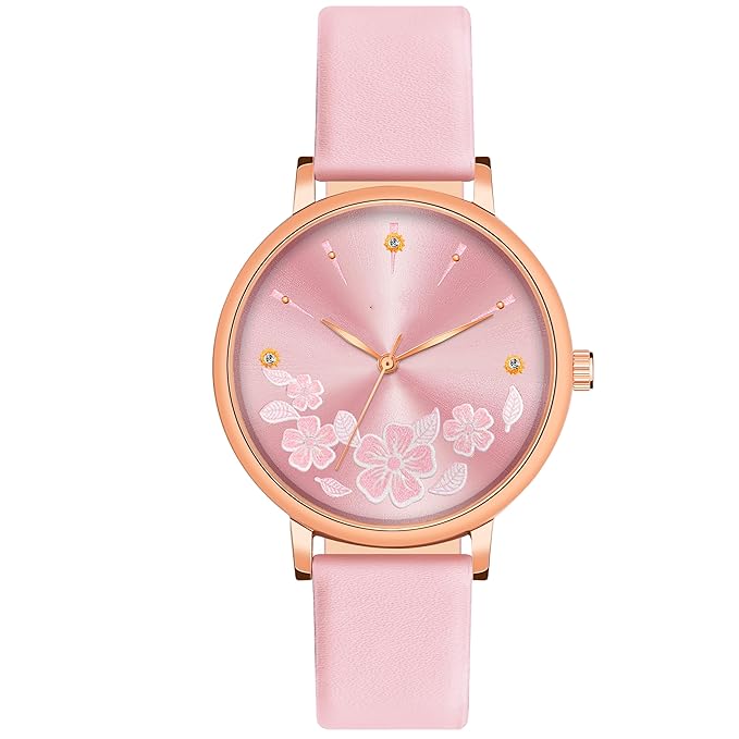 Women's Classic Butterfly Dial Analog Watch with Leather Strap