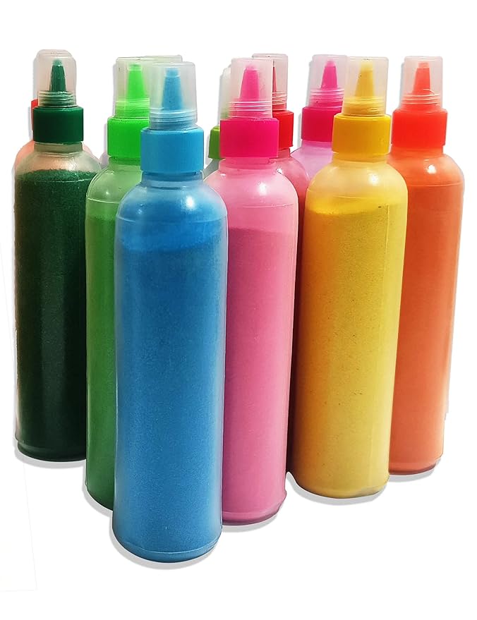 Rangoli Colour Powder Tube Kit, Diwali Decoration Items Bottles Tool Floor Art Rang for Home Navratri Pongal Pooja Mandir Decor (Pack of 12) (1 Box- 12 Bottle)