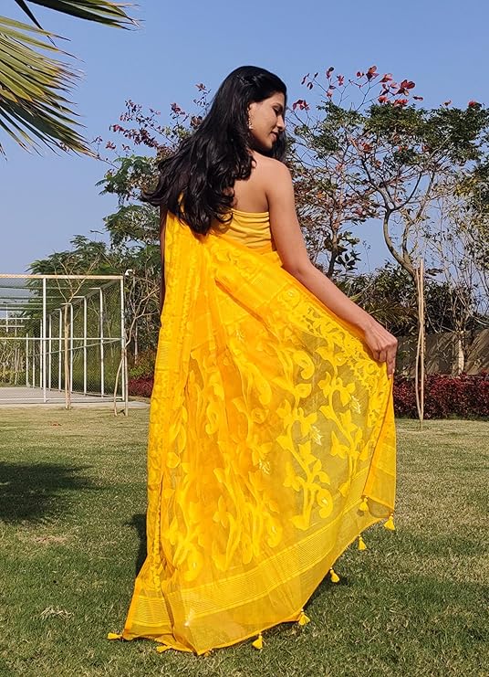 HANDLOOMS Dhakai Jamdani (Soft) Handloom Women's Cotton Saree