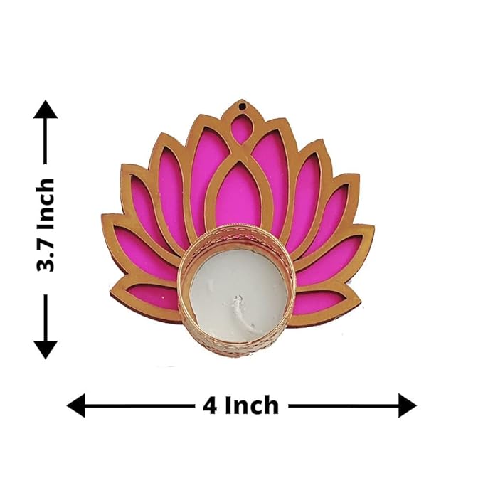 Handmade 7 Pc Pink Lotus Chudi Diya Rangoli Candles With Wax For Diwali Ganesh Chaturthi Laxmi Pooja Home Temple Rangoli Diya Floor Decoration