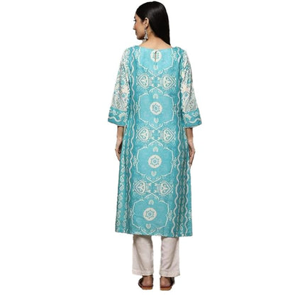 Cotton Regular Fit Straight Printed Kurta