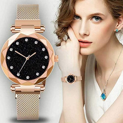 Women Girls Stylish Diamond-Studded Stainless Steel and Mesh Bracelet Designs with Gift Boxes