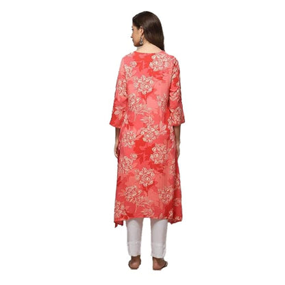Women Rayon Regular Fit Liva Straight Printed Kurta