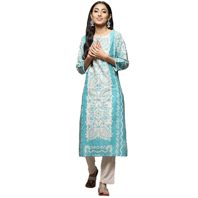 Cotton Regular Fit Straight Printed Kurta