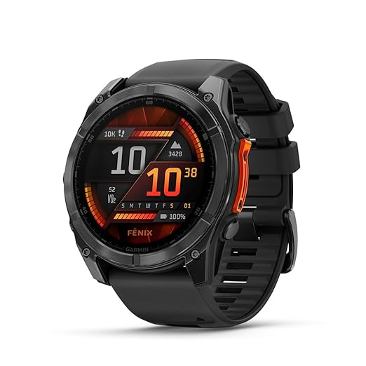 Fenix 8, 51mm Premium Multisport GPS Smartwatch,AMOLED Touch Screen,Advanced Health and Training Features,Built in LED Flashlight,Adventure Watch with up to 29 Days Battery Life,Slate Gray