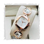 Rosegold Color Luxury White Dial Square Case Stone Studded Brecelet Strap Quartz Analog Wrist Watches For Women'S Girls Miss Ladies Pack Of 1