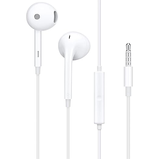 Wired On Ear Headphones with Mic (White)