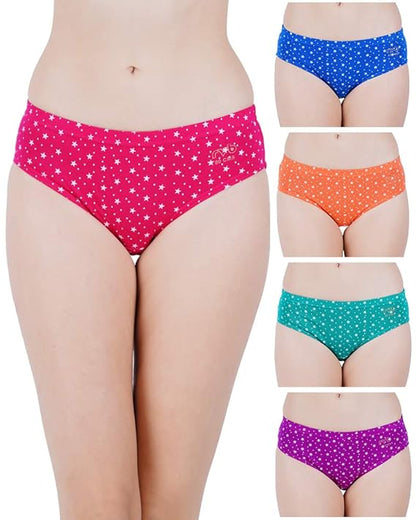 Womens Cotton Printed Panty Combo, Multi Colour (Pack of 5), Inner Elastic