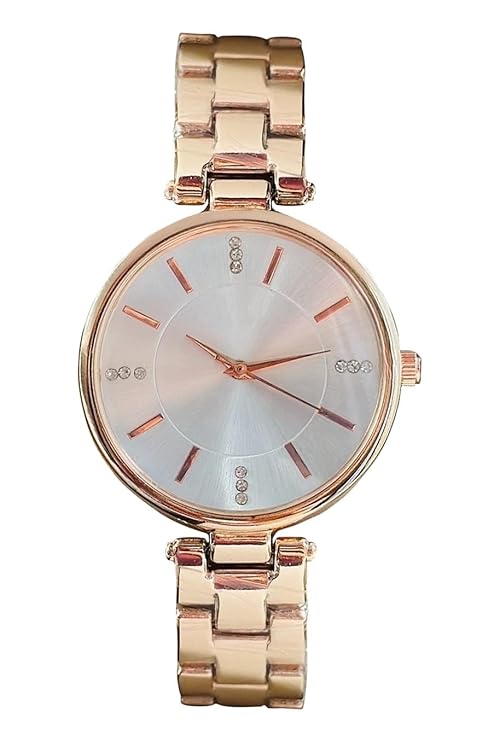 Women Analogue Wrist Watches for Women's & Girls&Miss&Ladies Diamond Studded Dial Rosegold Colored Stylish Bracelet Strap