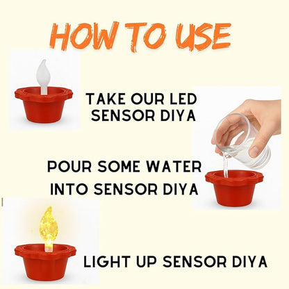 LED Floating Water Sensor Diyas Set of 24, Diwali Decor Items, Waterproof Decorative Lights for Diwali, Home, Office, Pooja, Rangoli, Reusable Floating Diya for Decoration (24 Pcs)