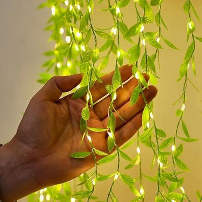 Artificial Leaf Curtain LED String Light, 200 LEDs, 8 Modes, Adjustable Brightness, Lights for Diwali Decoration, Home, Bedroom, Wedding, Party, Festive Decor