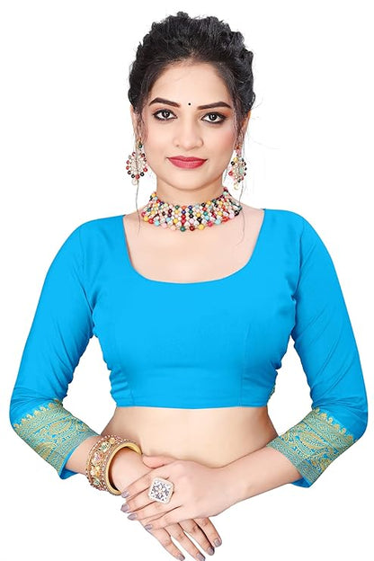 Silk Saree with Jacquard Blouse | Banarasi Style Weave | Zari Border & Zari Base