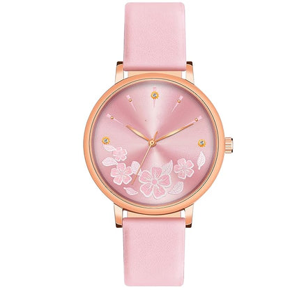 Women's Classic Butterfly Dial Analog Watch with Leather Strap