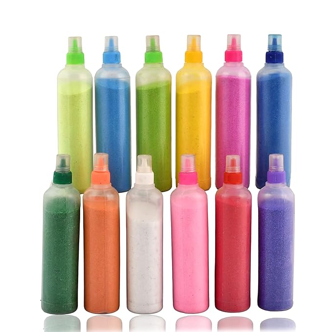 Rangoli Colour Powder Tube Kit, Diwali Decoration Items Bottles Tool Floor Art Rang for Home Navratri Pongal Pooja Mandir Decor (Pack of 12) (1 Box- 12 Bottle)