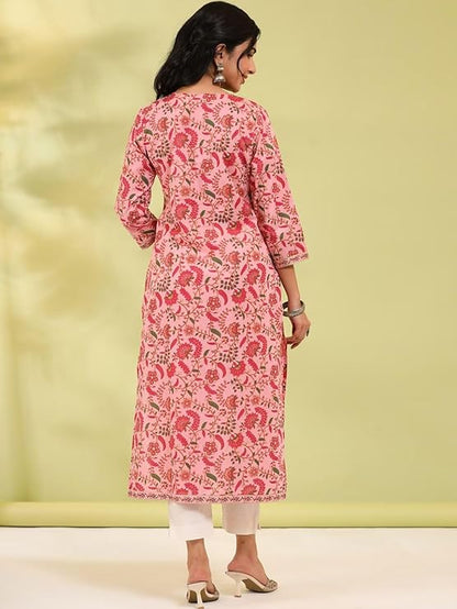 Women's Cotton Printed Straight Kurta