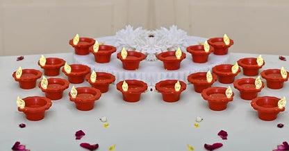LED Floating Water Sensor Diyas Set of 24, Diwali Decor Items, Waterproof Decorative Lights for Diwali, Home, Office, Pooja, Rangoli, Reusable Floating Diya for Decoration (24 Pcs)