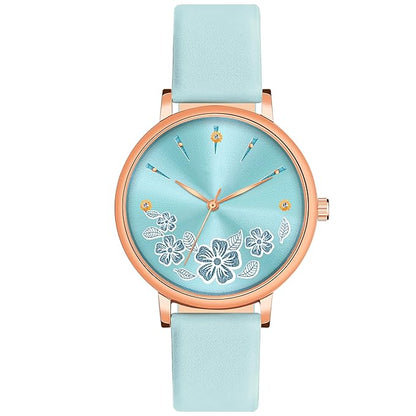 Women's Classic Butterfly Dial Analog Watch with Leather Strap