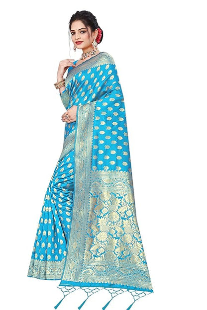 Silk Saree with Jacquard Blouse | Banarasi Style Weave | Zari Border & Zari Base