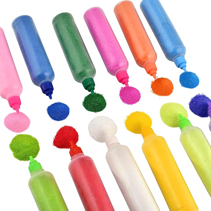 Rangoli Colour Powder Tube Kit, Diwali Decoration Items Bottles Tool Floor Art Rang for Home Navratri Pongal Pooja Mandir Decor (Pack of 12) (1 Box- 12 Bottle)