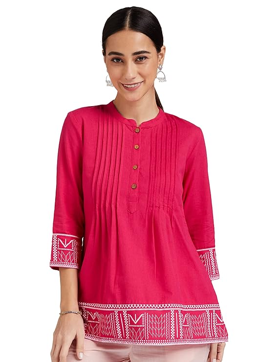 Women's Cotton Printed A-line Short Kurti