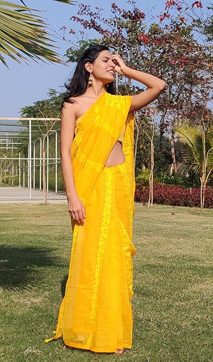 HANDLOOMS Dhakai Jamdani (Soft) Handloom Women's Cotton Saree