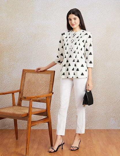 Women's Cotton Printed A-line Short Kurti