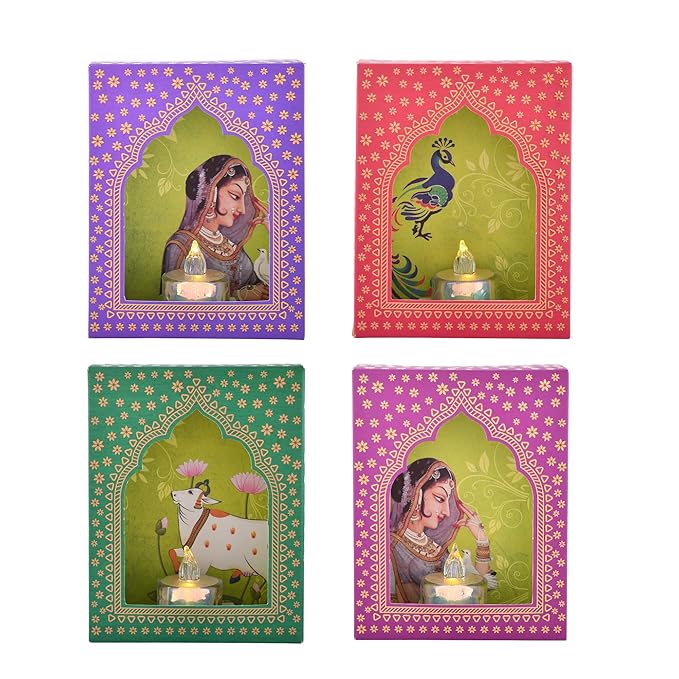 Diyas Set of 6 with LED Candle Diwali Decoration Items,Wall Hanging, Home Decor Items Festive Decor Item, DIY Craft Traditional