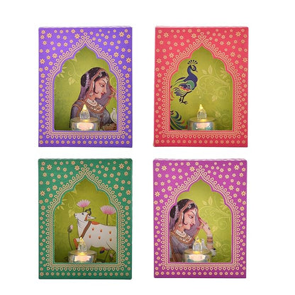 Diyas Set of 6 with LED Candle Diwali Decoration Items,Wall Hanging, Home Decor Items Festive Decor Item, DIY Craft Traditional