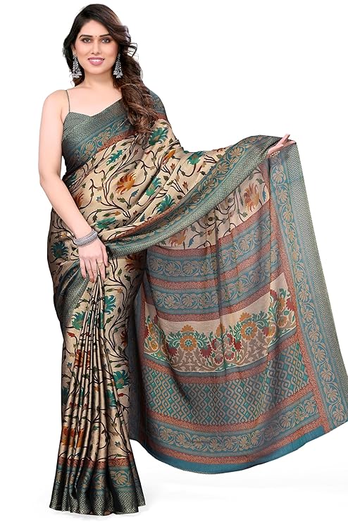 FASHION Women's Chiffon Floral Printed Saree with Blouse Piece