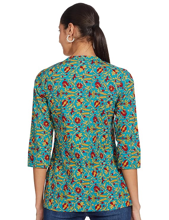 Women's Cotton Printed A-line Short Kurti