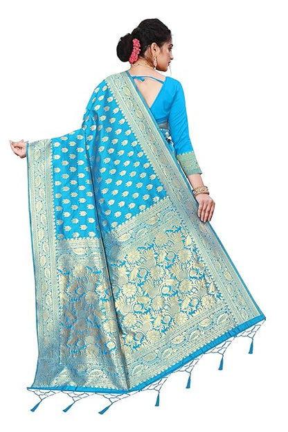 Silk Saree with Jacquard Blouse | Banarasi Style Weave | Zari Border & Zari Base