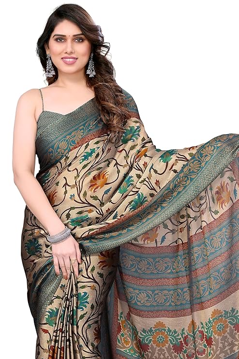 FASHION Women's Chiffon Floral Printed Saree with Blouse Piece