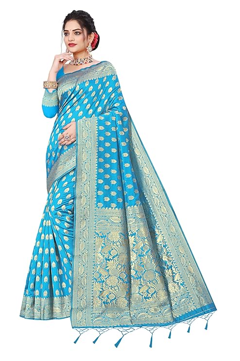 Silk Saree with Jacquard Blouse | Banarasi Style Weave | Zari Border & Zari Base