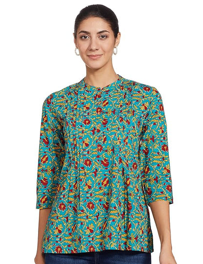 Women's Cotton Printed A-line Short Kurti